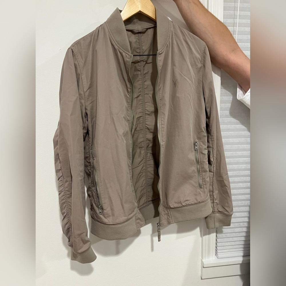All Saints Beige Bomber Jacket